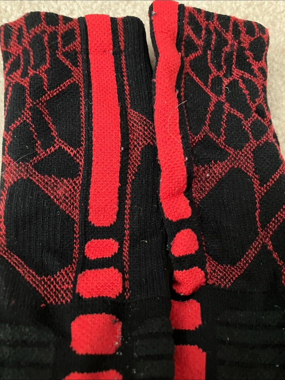 Nike LeBron Black, Red & Gray Athletic Crew Socks
